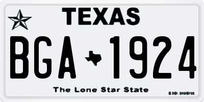 TX license plate BGA1924
