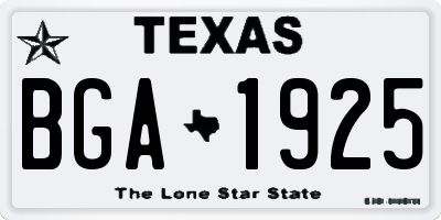 TX license plate BGA1925