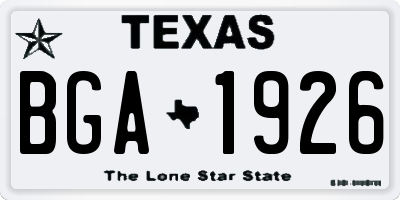 TX license plate BGA1926