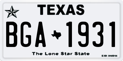 TX license plate BGA1931