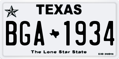 TX license plate BGA1934