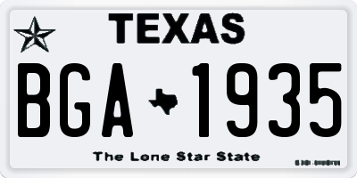 TX license plate BGA1935