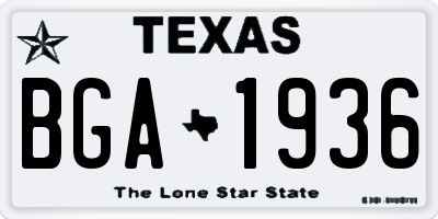 TX license plate BGA1936