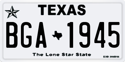 TX license plate BGA1945