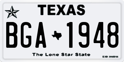 TX license plate BGA1948