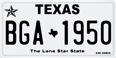 TX license plate BGA1950