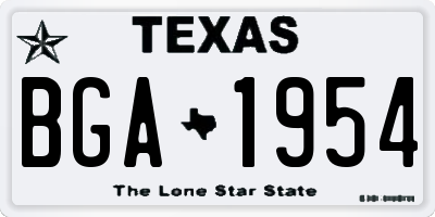 TX license plate BGA1954