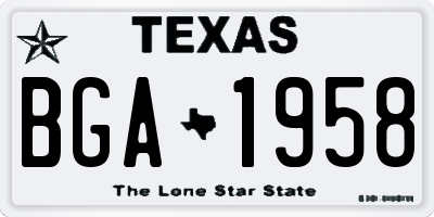 TX license plate BGA1958