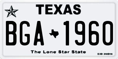 TX license plate BGA1960