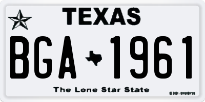 TX license plate BGA1961