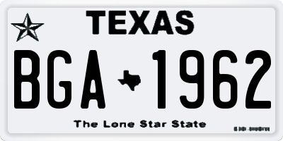 TX license plate BGA1962