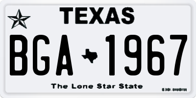 TX license plate BGA1967