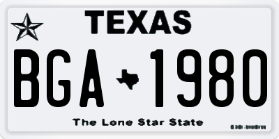 TX license plate BGA1980