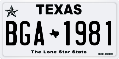TX license plate BGA1981