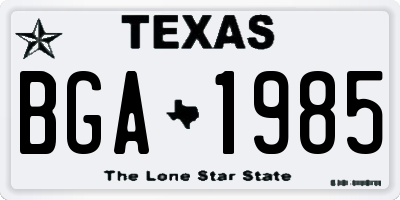 TX license plate BGA1985