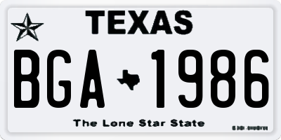 TX license plate BGA1986