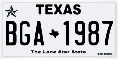 TX license plate BGA1987
