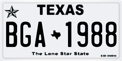 TX license plate BGA1988