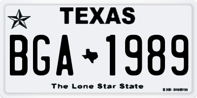 TX license plate BGA1989