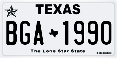 TX license plate BGA1990