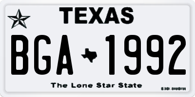 TX license plate BGA1992