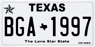 TX license plate BGA1997