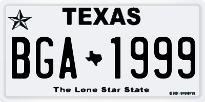 TX license plate BGA1999