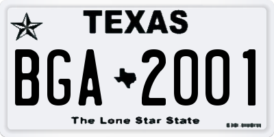 TX license plate BGA2001