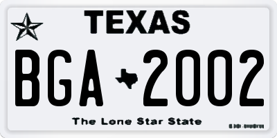 TX license plate BGA2002