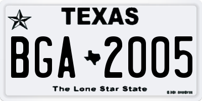 TX license plate BGA2005