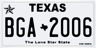 TX license plate BGA2006