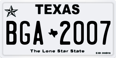 TX license plate BGA2007