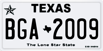 TX license plate BGA2009