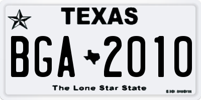 TX license plate BGA2010