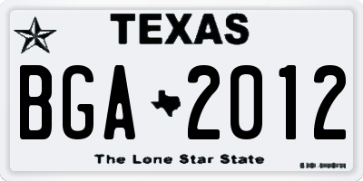 TX license plate BGA2012