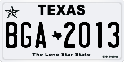 TX license plate BGA2013