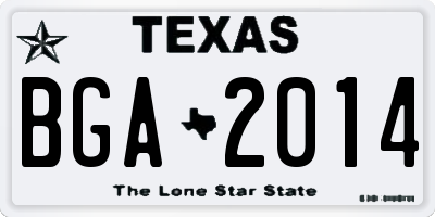 TX license plate BGA2014