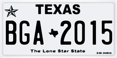 TX license plate BGA2015