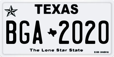 TX license plate BGA2020