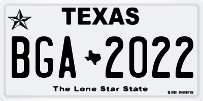 TX license plate BGA2022