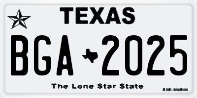 TX license plate BGA2025