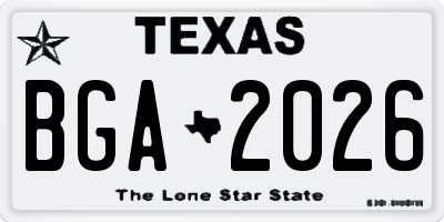 TX license plate BGA2026