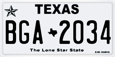 TX license plate BGA2034