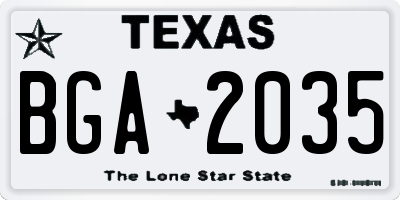 TX license plate BGA2035