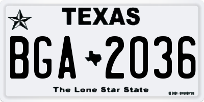 TX license plate BGA2036