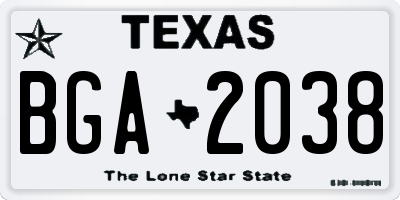 TX license plate BGA2038