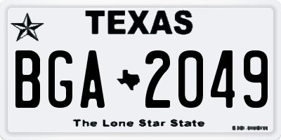 TX license plate BGA2049