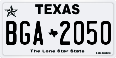 TX license plate BGA2050