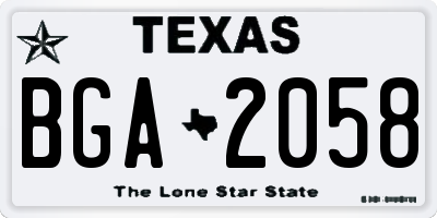 TX license plate BGA2058