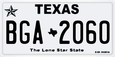 TX license plate BGA2060